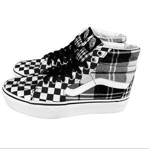 Vans Sk8-Hi Platform 'Plaid Checkerboard' Black /White Skate Shoes high top